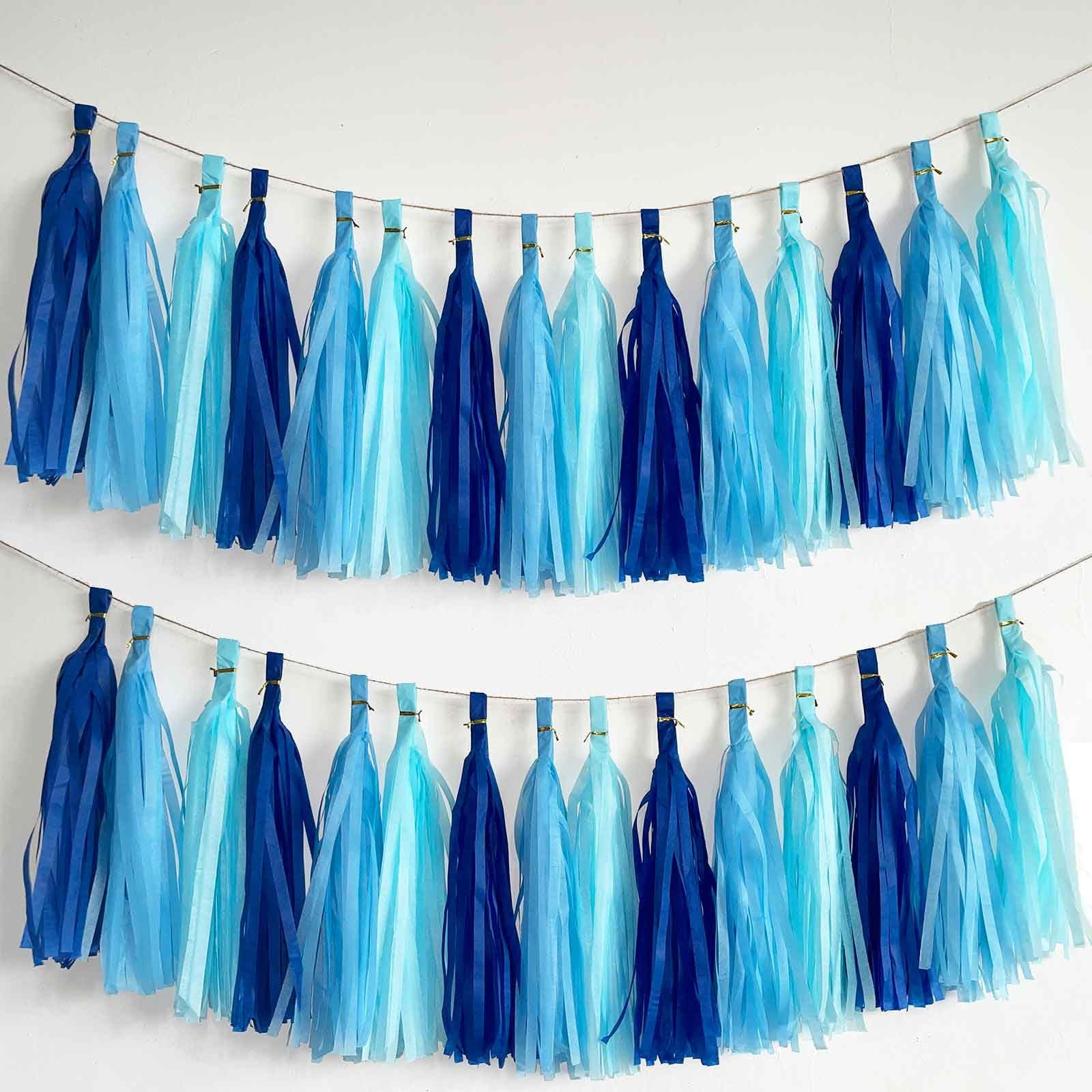 🎉 15 Stück Blau Quaste Girlande für Party Dekoration 🎈