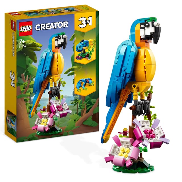 LEGO 31136 Creator 3in1 Exotischer Papagei, Frosch und Fisch 🦜🐸🐟 Ostergeschenk Dschungel-Tier-Figuren Bauspielzeug