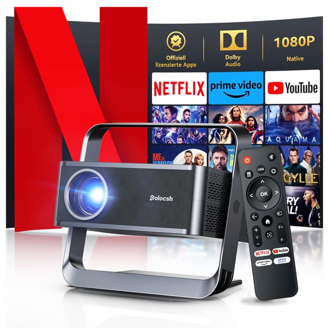 🎥 [Offizielle Netflix & 1080P FHD] Polocsh Beamer 4K Unterstützt 600 ANSI Smart Beamer 🌟