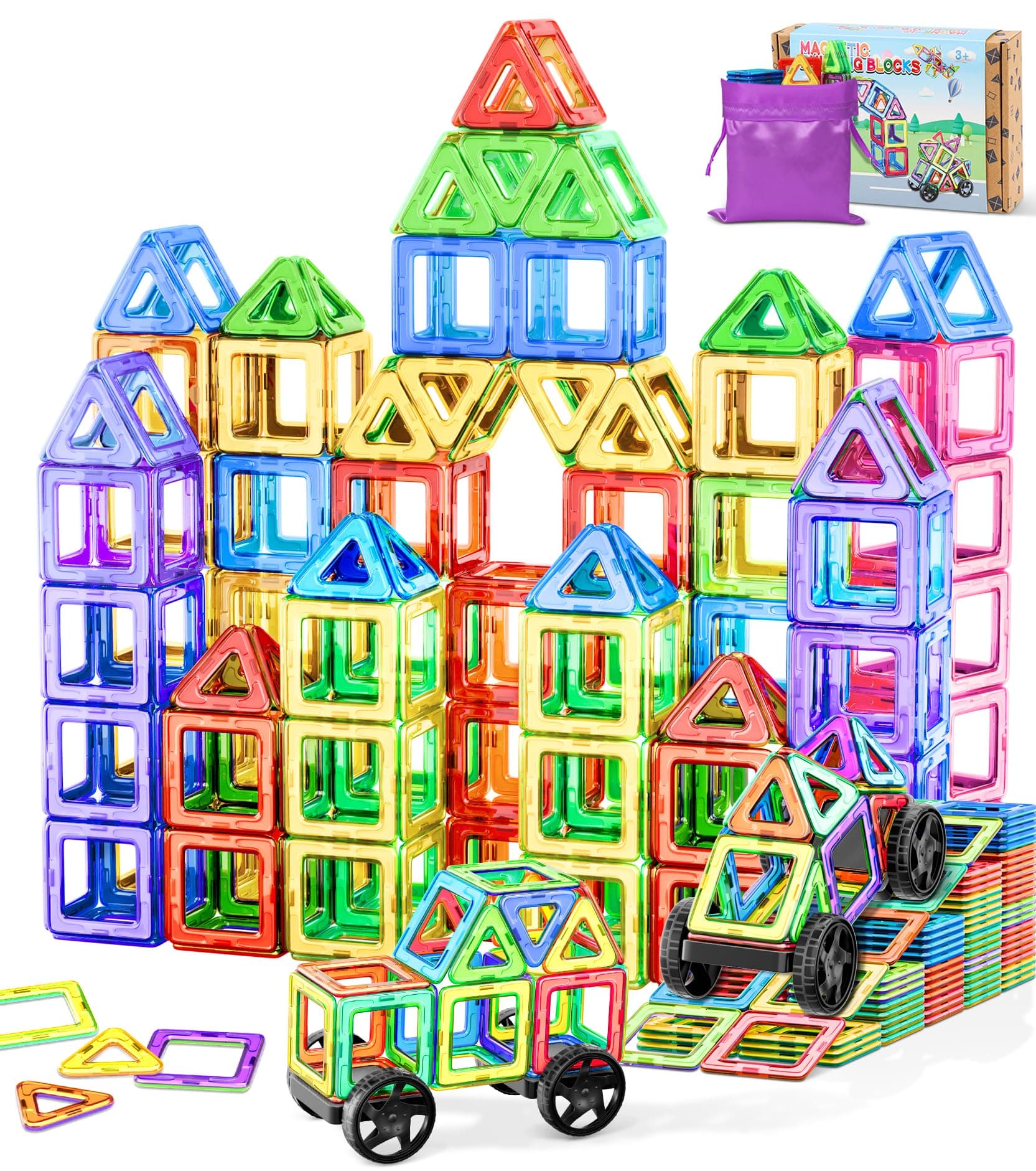 COOLJOYA Magnetische Bausteine 50 Teile 🌟 STEM Magnetspiel Montessori Spielzeug ab 3 Jahre