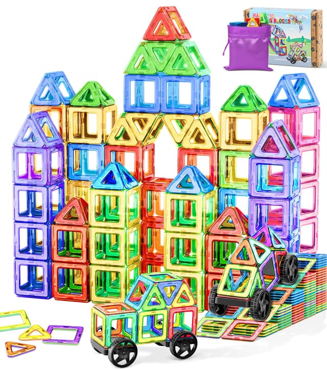 COOLJOYA Magnetische Bausteine 50 Teile 🌟 STEM Magnetspiel Montessori Spielzeug ab 3 Jahre