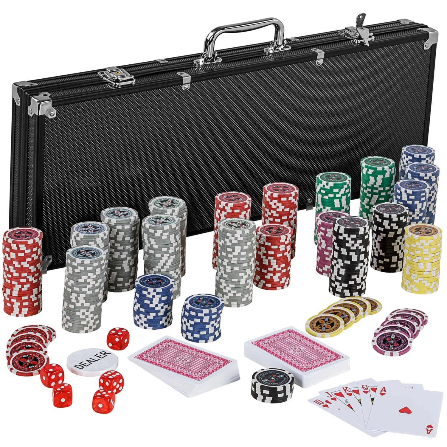 GAMES PLANET Pokerkoffer mit 500 Laser-Chips, Silver/Gold/Black Edition
