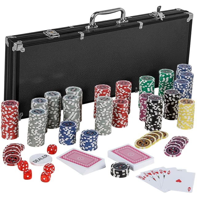 GAMES PLANET Pokerkoffer mit 500 Laser-Chips, Silver/Gold/Black Edition