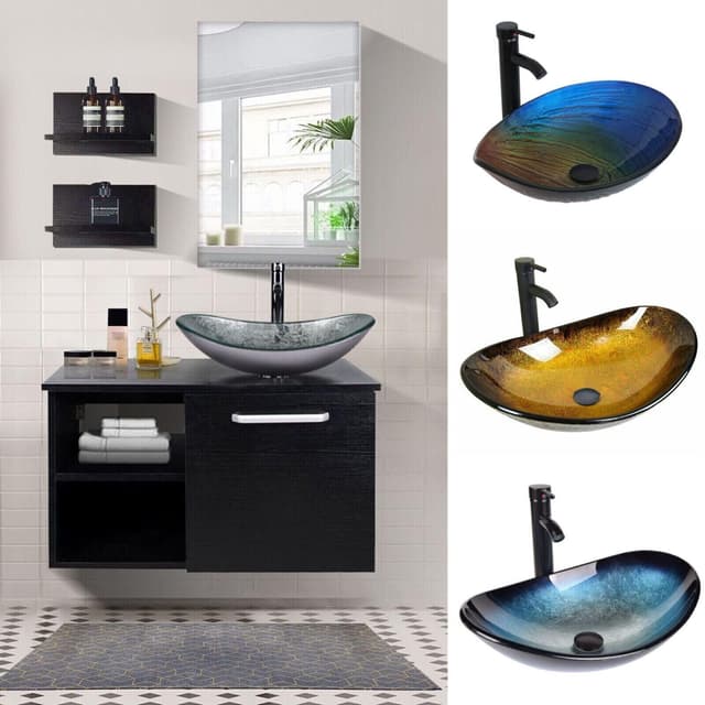 🛁🚿 YU YUSING Badmöbel Set mit Waschbecken in Silber - Modernes Badezimmer-Ensemble 🚿🛁