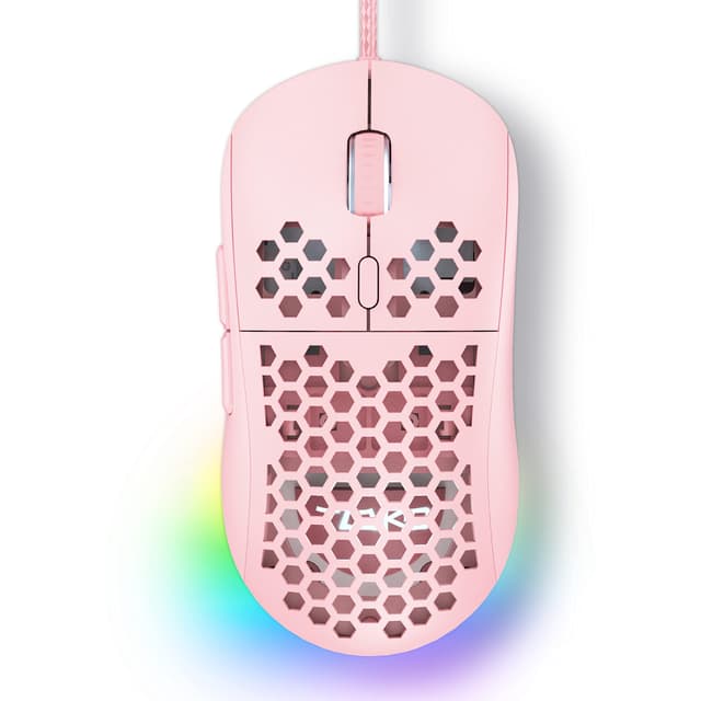 TMKB M1se Ultraleichte Honeycomb Gaming Maus mit RGB-Effekt - Rosa 12800 DPI