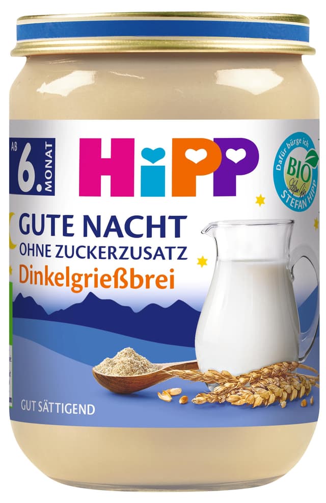 🌙👶 HiPP Bio Gute Nacht Dinkelgrießbrei (6 x 190g) 🍼