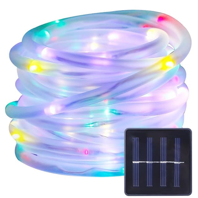 🌞🎉🌟 BXROIU Solar Lichtschlauch Lichterkette - 10 Meter 100 LEDs - Wasserdicht Außenlichterkette - LED Lichterketten für Hochzeit, Party und Weihnachten - Weihnachtsbeleuchtung Mehrfarbig