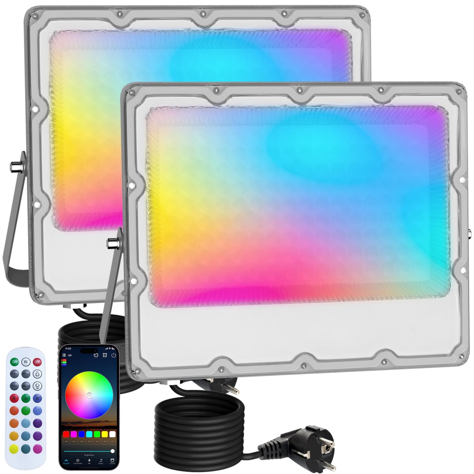 🌈 MEEKBOS 2 Stück RGB Strahler Outdoor 100W mit Bluetooth APP und Fernbedienung 🎉