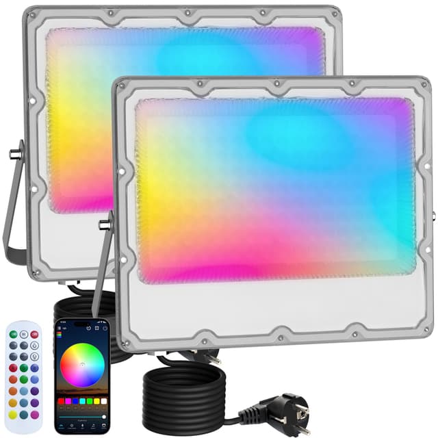 🌈 MEEKBOS 2 Stück RGB Strahler Outdoor 100W mit Bluetooth APP und Fernbedienung 🎉