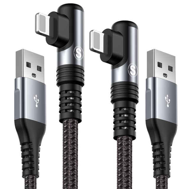 🔌📱 iPhone Ladekabel Lightning Kabel [2Stück 2M], SWECENT 90 Grad Winkel Lightning Schnellladekabel - Grau
