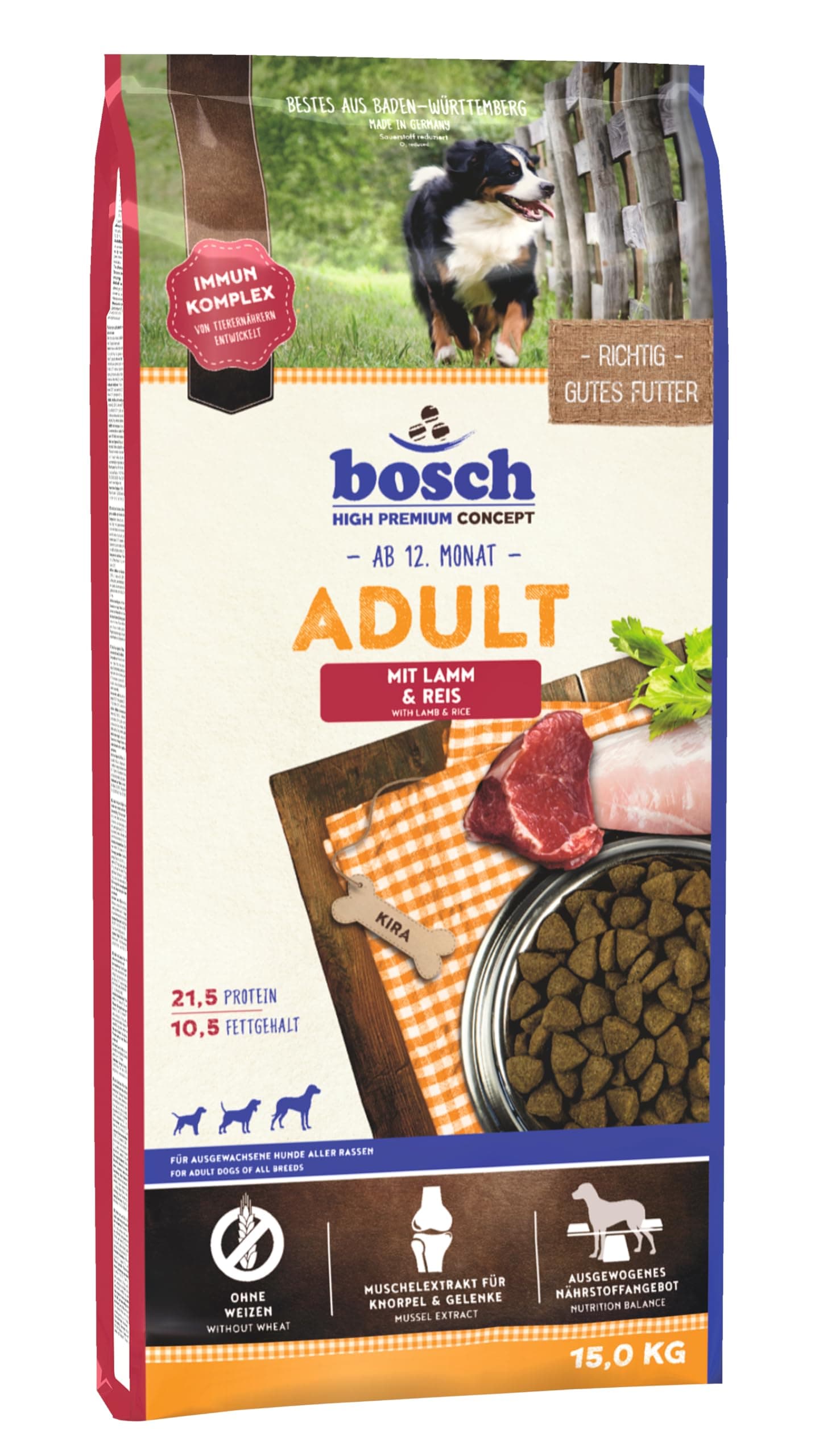 🐾🐕 Bosch HPC Adult mit Lamm & Reis | Hundetrockenfutter für ausgewachsene Hunde aller Rassen | 1 x 15 kg