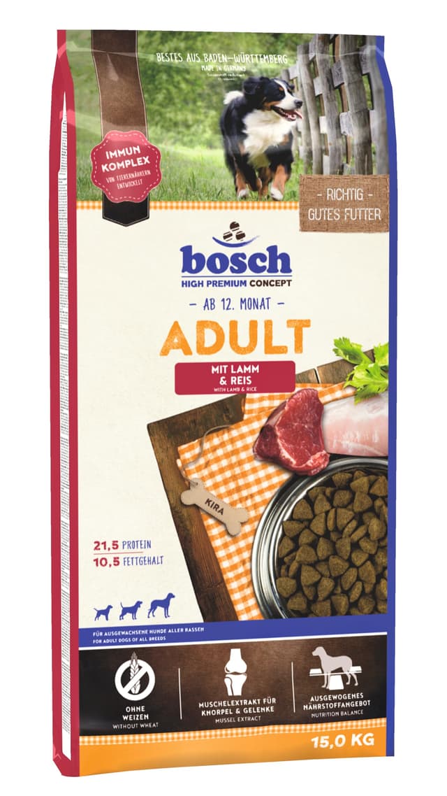 🐾🐕 Bosch HPC Adult mit Lamm & Reis | Hundetrockenfutter für ausgewachsene Hunde aller Rassen | 1 x 15 kg