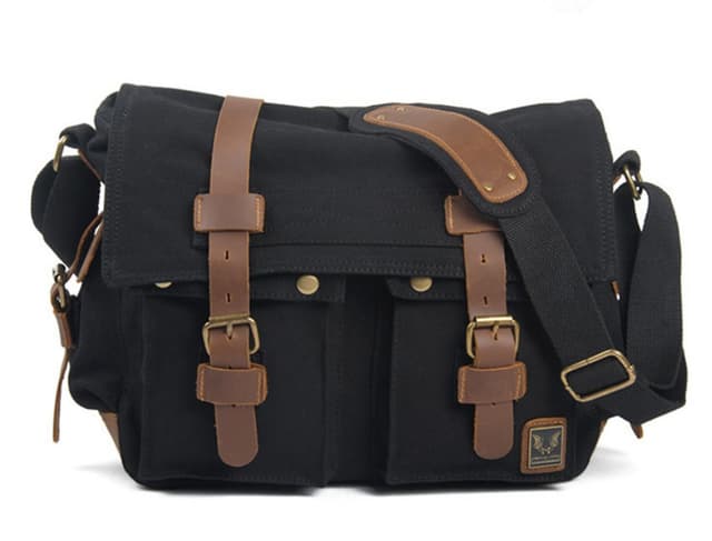 Eysee Schultertasche Herren Canvas-Umhängertasche Schwarz 🎒