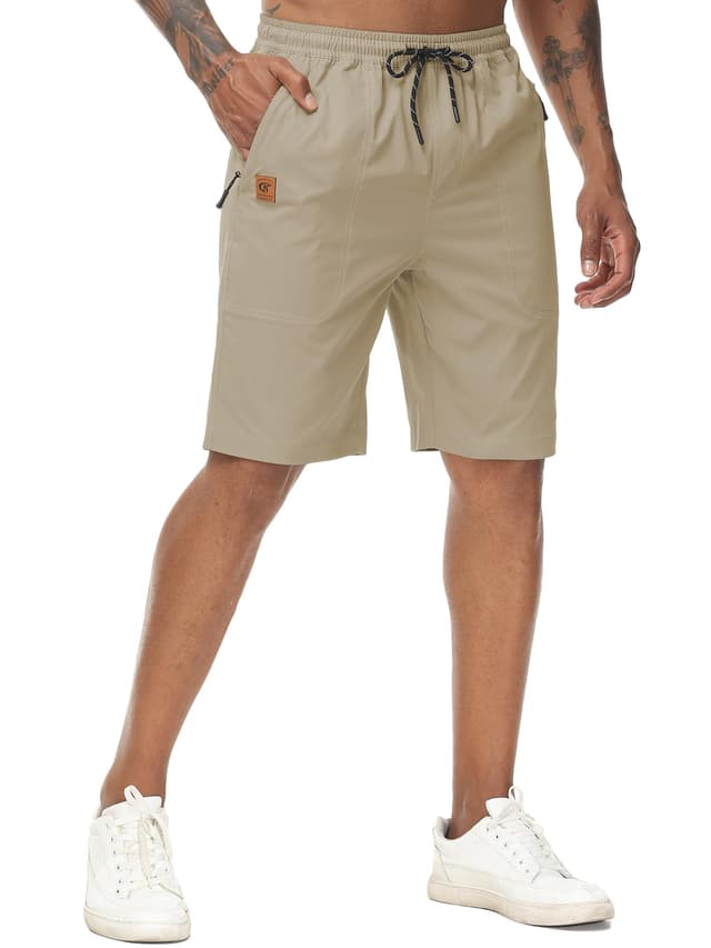 YuKaiChen Herren Kurze Shorts Sommer Stretch Twill Chino Shorts mit Reißverschlusstaschen
