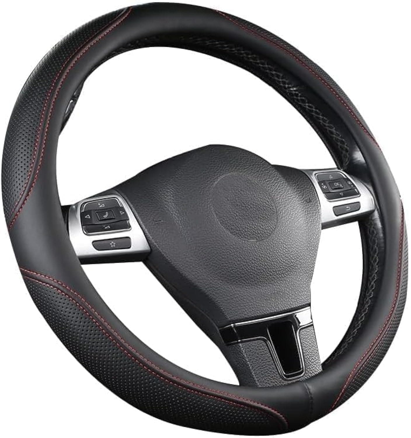 ROYWOO Lenkradabdeckung, Universal 15 Zoll (37-38 cm), Mikrofaserleder, rutschfest, geruchlos, Schwarz SIZE 3 🚗🔝