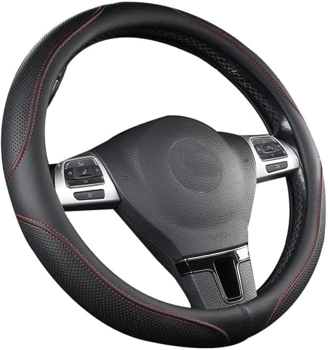 ROYWOO Lenkradabdeckung, Universal 15 Zoll (37-38 cm), Mikrofaserleder, rutschfest, geruchlos, Schwarz SIZE 3 🚗🔝