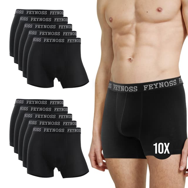 Feynoss Boxershorts Herren 10 Pack - Schwarze Boxershorts 3XL 🩲