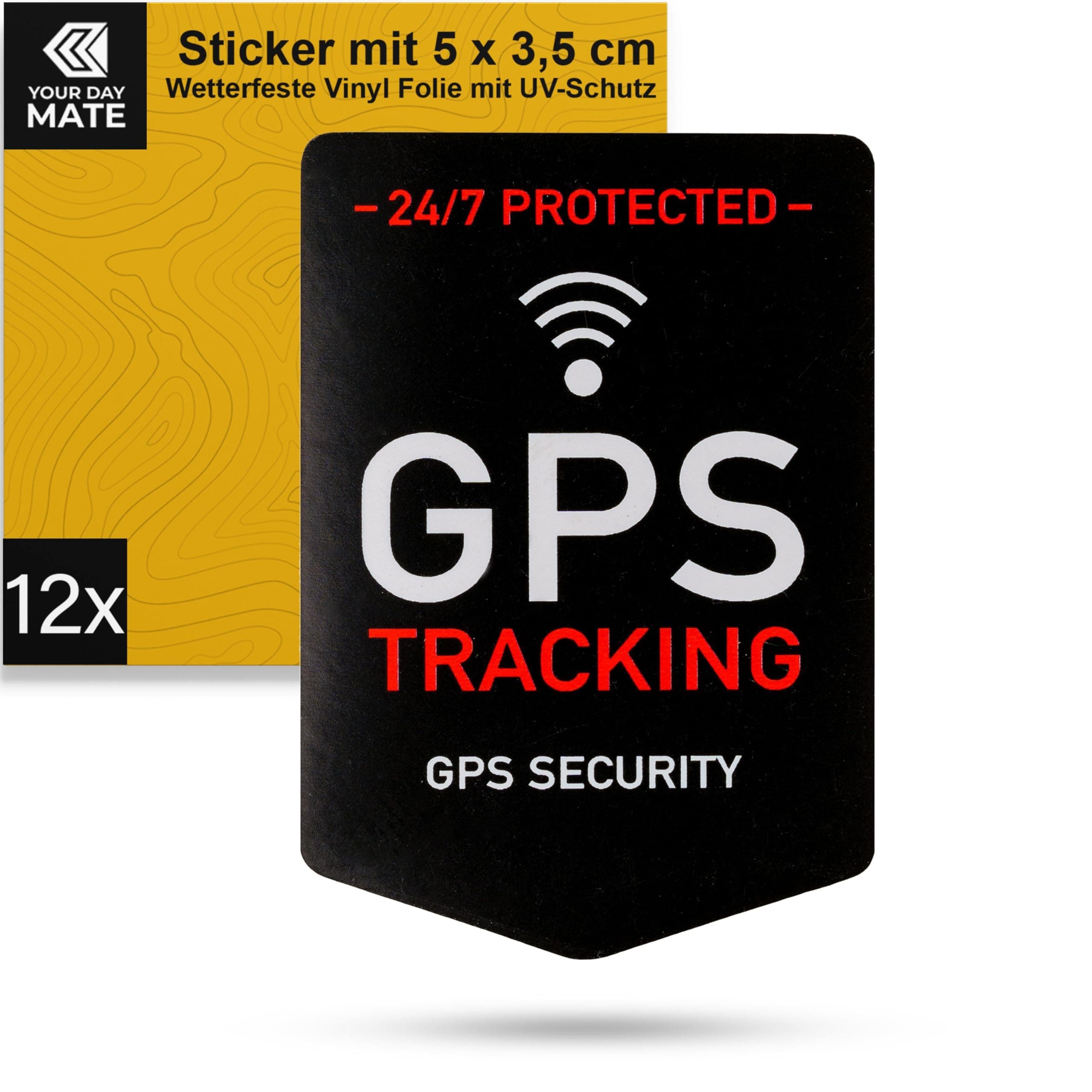 Aufkleber Set "GPS TRACKING", 12 Stück, 5 x 3,5 cm 🚨🔒