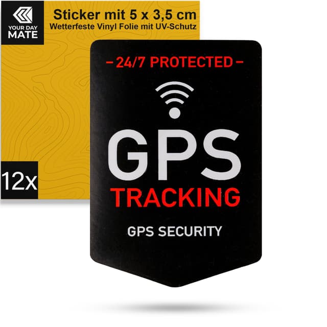 Aufkleber Set "GPS TRACKING", 12 Stück, 5 x 3,5 cm 🚨🔒