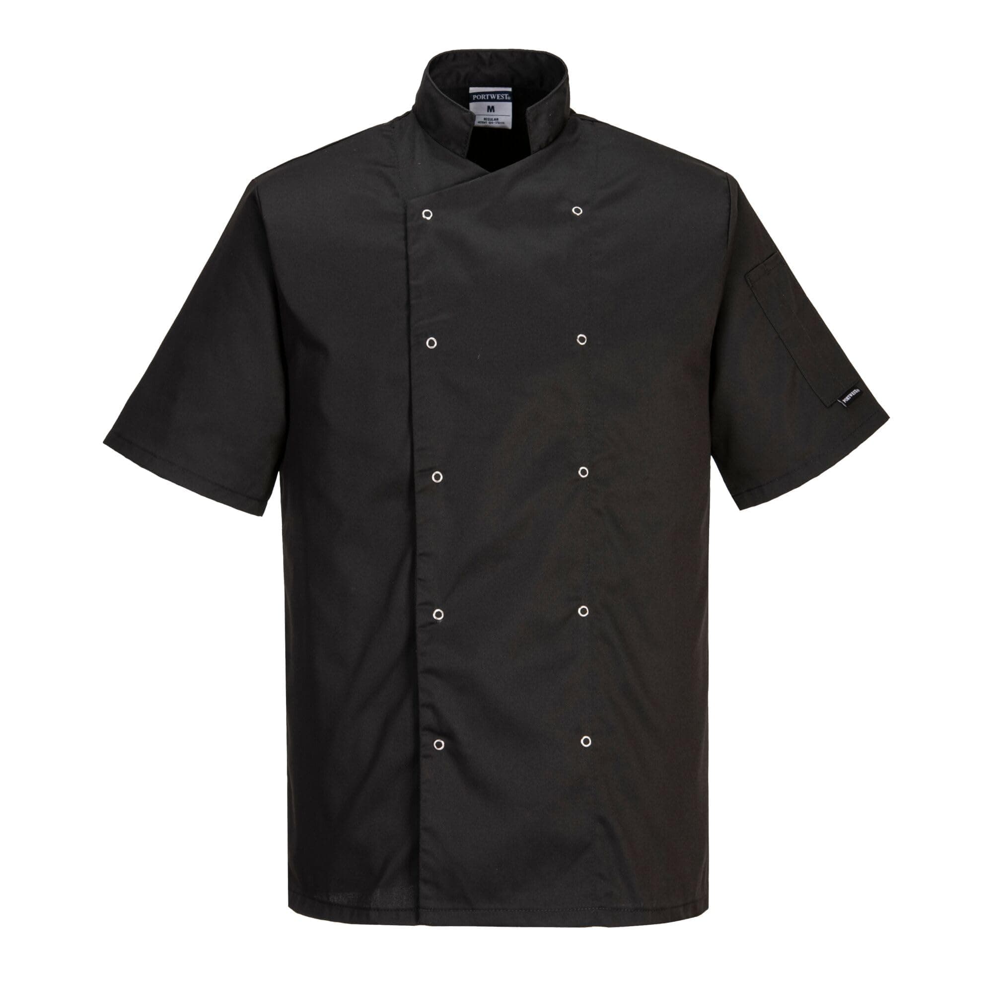 Angebot: Portwest C733 Moderne Leichte Cumbria Kurzarm Kochjacke Schwarz, M M schwarz ⭐👨‍🍳👩‍🍳