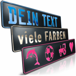 🚗 SchildEVO 1 Fun-Schild geprägt | Carbon mit Wunschtext bis zu 16 Zeichen 🎨 Angebot bei HelloDeals