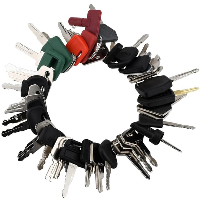🔑🚜 42-teiliges Schlüsselset für schweres Gerät - Kompatibel mit John Deere, Cat, Toyota, JCB, Volvo, Doosan, Bobcat und mehr