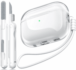 🔥 MHYALUDO Kompatibel mit Airpods Pro Hülle 2/1 Generation, Transparente Weiche Hülle mit Lanyard und Reinigungsstift, Weiß 1-Klar Weiß 🔥 Angebot bei HelloDeals