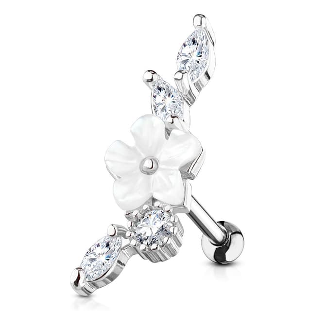 Stachelkleid Blume Perlmut Zirkonia Helix Ohrring Piercing Ohr Barbell