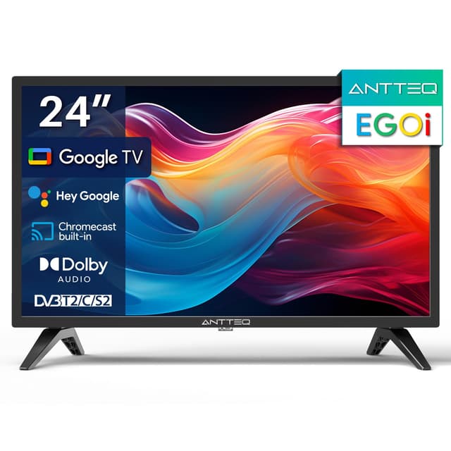 Antteq EGoi Smart TV 24 Zoll LED 61cm Fernseher HD Google TV Wi-Fi 📺🌟