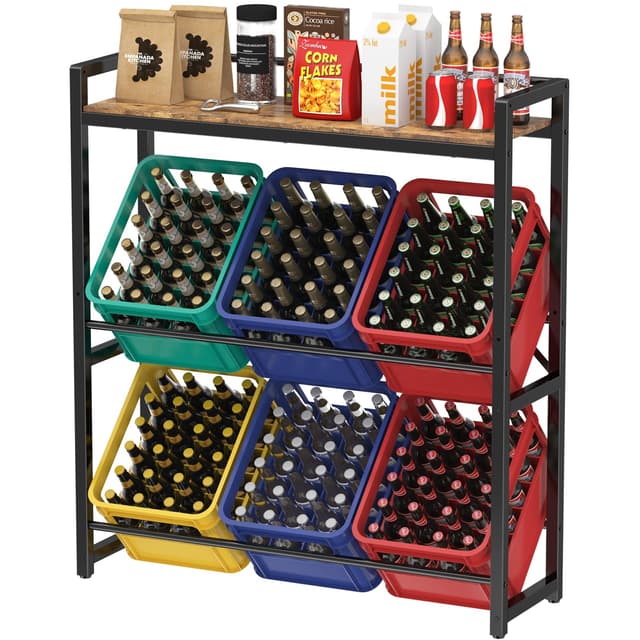 Lifewit Getränkekistenregal mit Ablage für 6 Kisten 🍺📦