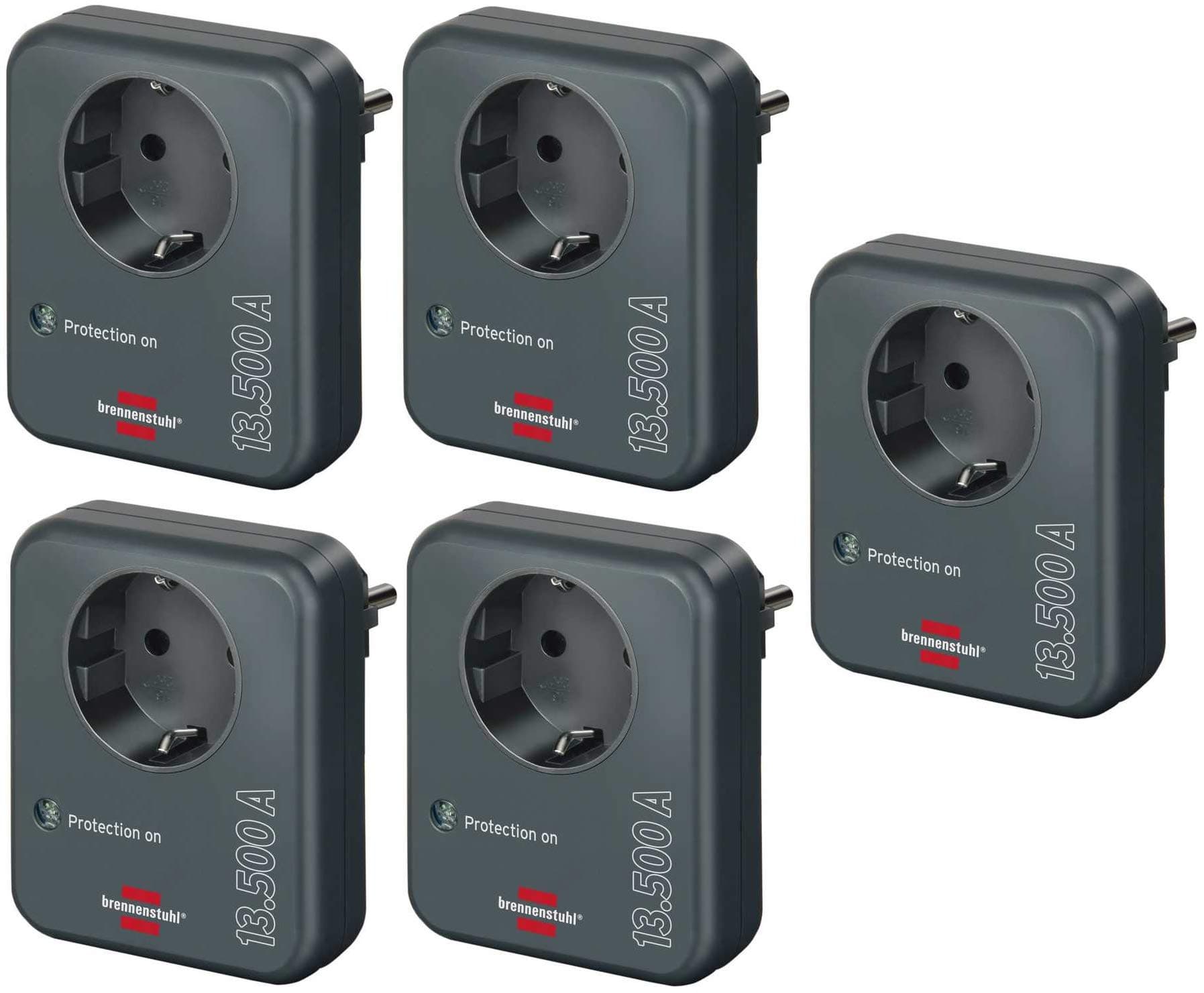 🔌🌩️ Brennenstuhl Steckdosenadapter Anthrazit (5 Stück) - Blitzschutz für Elektrogeräte! 🛡️