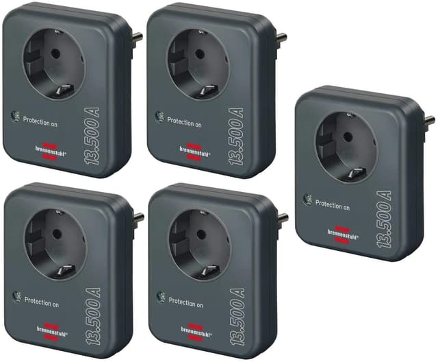 🔌🌩️ Brennenstuhl Steckdosenadapter Anthrazit (5 Stück) - Blitzschutz für Elektrogeräte! 🛡️
