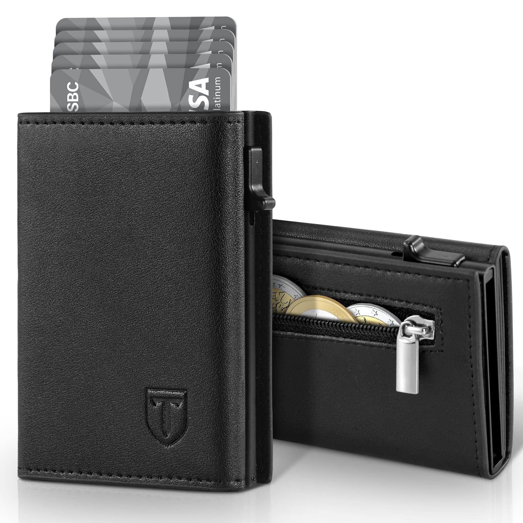 🌟 Herren Slim Wallet Geldbörse mit RFID Schutz - Schwarz