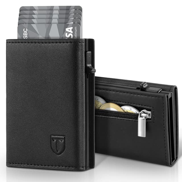 🌟 Herren Slim Wallet Geldbörse mit RFID Schutz - Schwarz