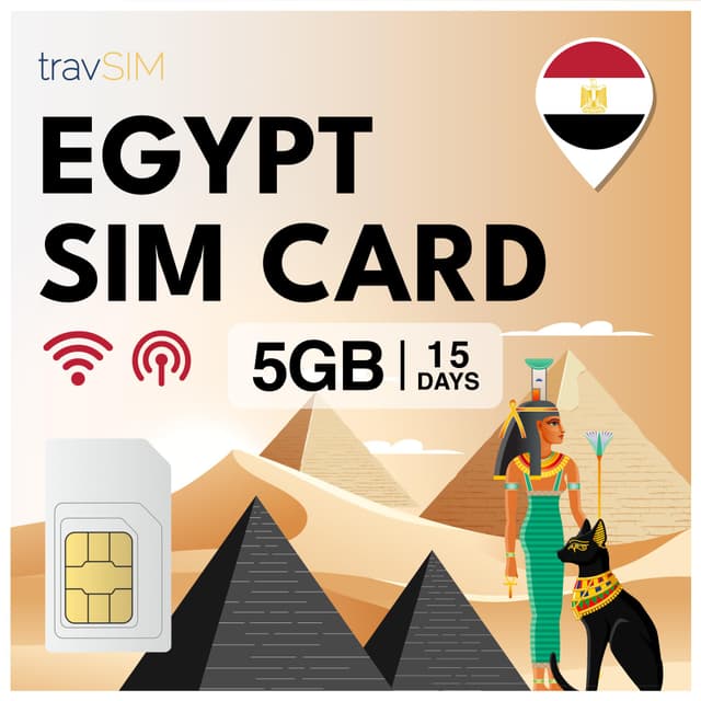 travSIM Ägypten SIM Karte | 5GB Mobile Daten | Hotspot verfügbar | 15 Tage - 5GB