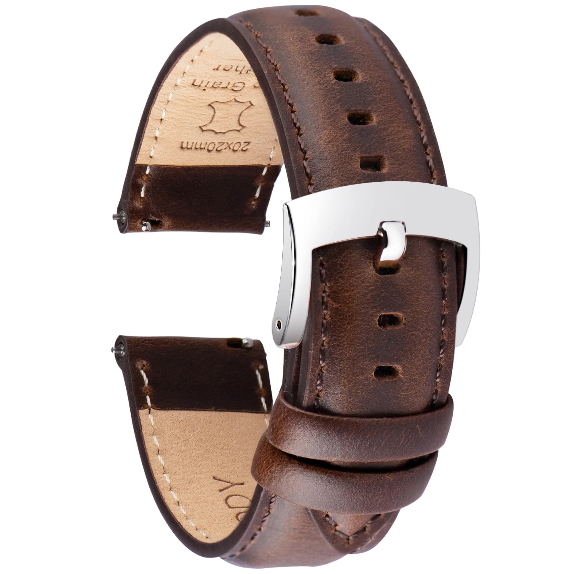 🌟 OTTOODY Leder Uhrenarmband 18-22mm Mit Schnellverschluss 🌟