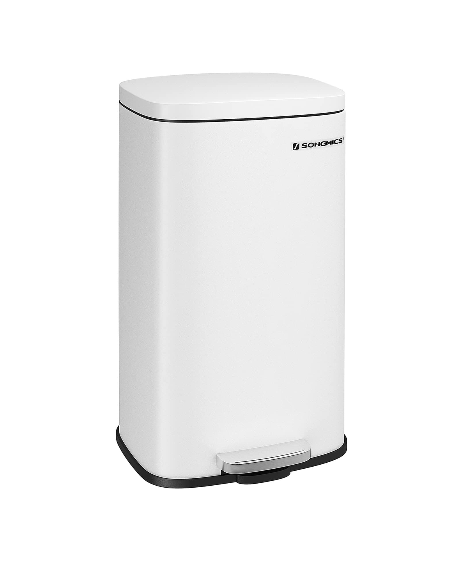 SONGMICS Mülleimer Küche, 30 Liter, Abfalleimer, Tretmülleimer, Stahl, weiß LTB03WT 🗑️