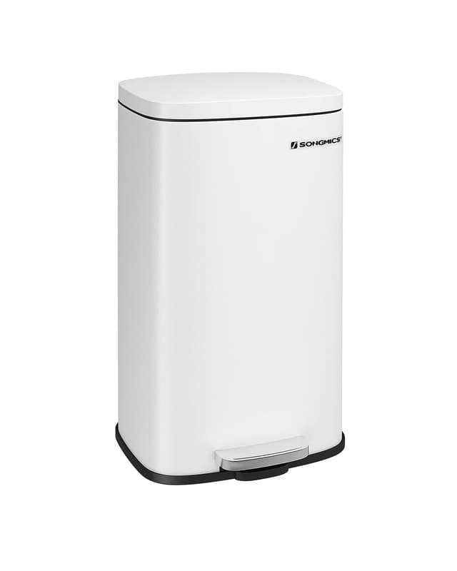 SONGMICS Mülleimer Küche, 30 Liter, Abfalleimer, Tretmülleimer, Stahl, weiß LTB03WT 🗑️