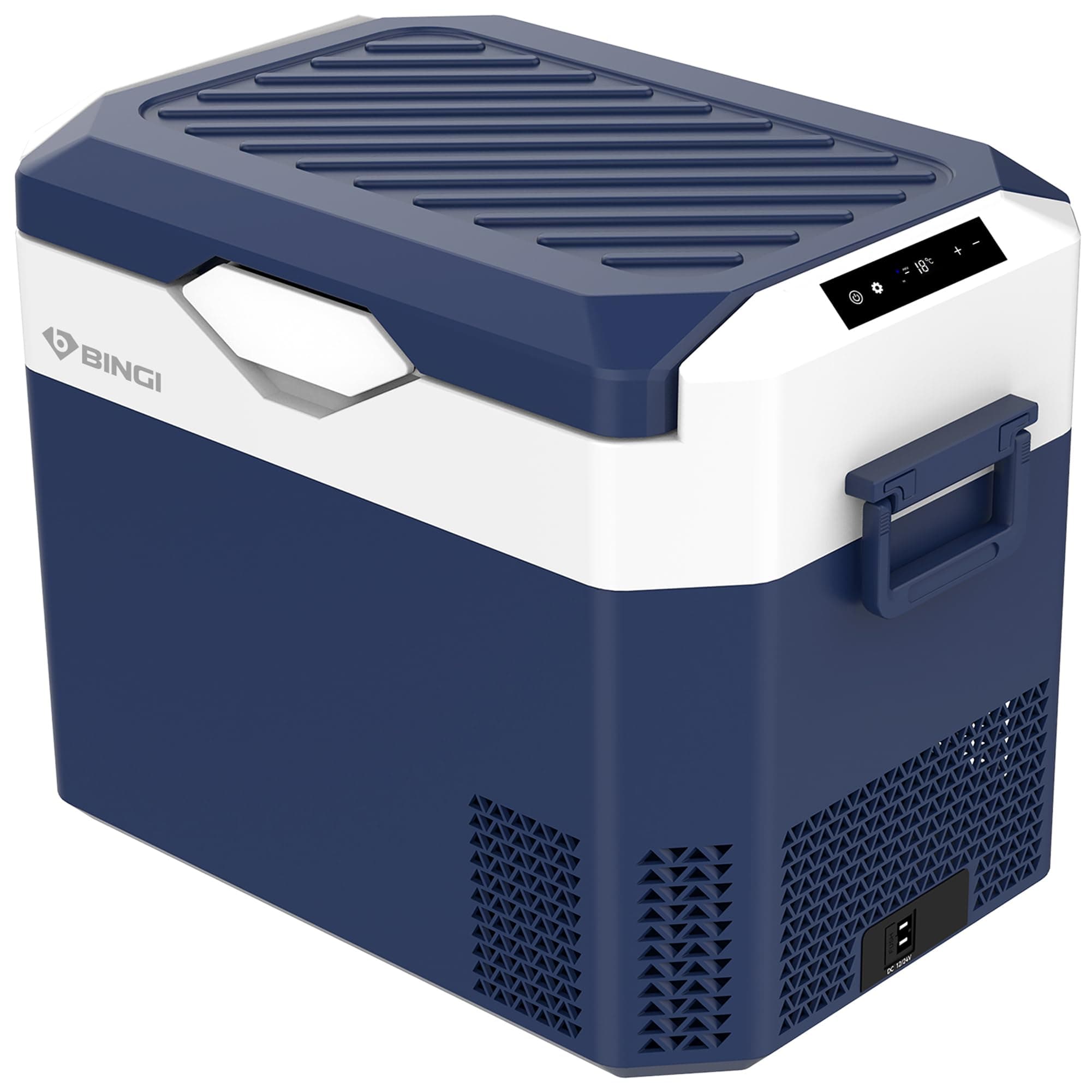 🌬️🚗 BINGI Kompressor Kühlbox 30 Liter Blau | 12V/24V DC & 230V AC | Tragbarer Auto-Kühlschrank