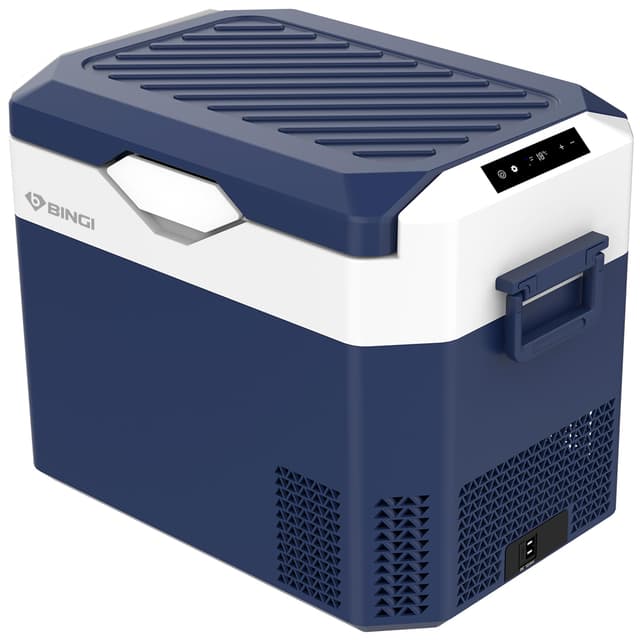 🌬️🚗 BINGI Kompressor Kühlbox 30 Liter Blau | 12V/24V DC & 230V AC | Tragbarer Auto-Kühlschrank