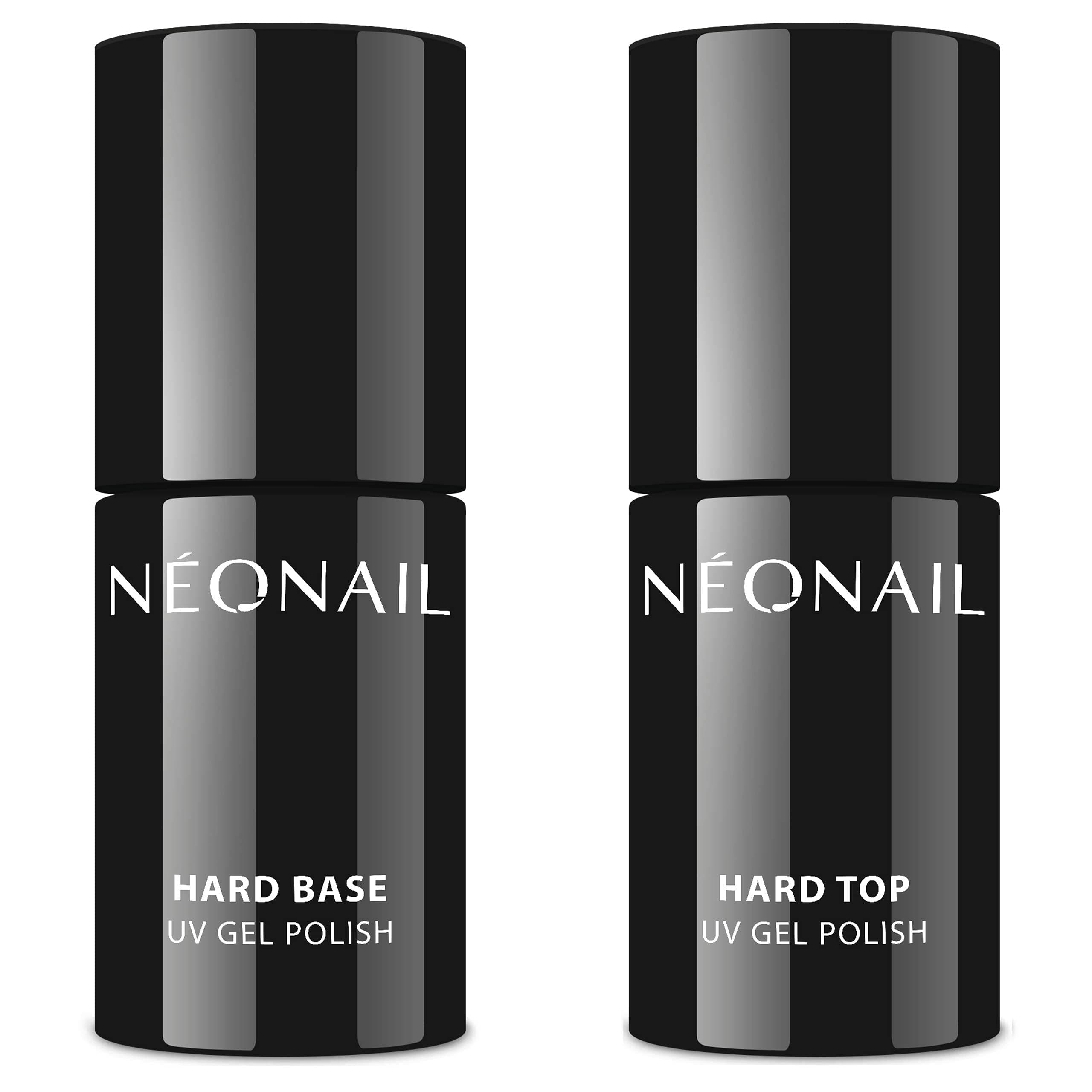 NEONAIL UV Set Hard Base und Hard Top - UV Nagellack - Unterlack - Überlack - Top Coat - Base Coat - Gel Nägel UV - Nageldesign Base + Top 14.4 ml