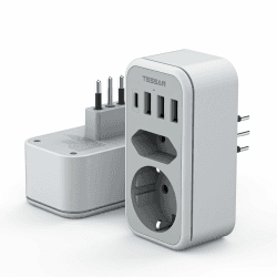 TESSAN Adapter Italien Steckdose 6 in 1 🌍🔌 Angebot bei HelloDeals