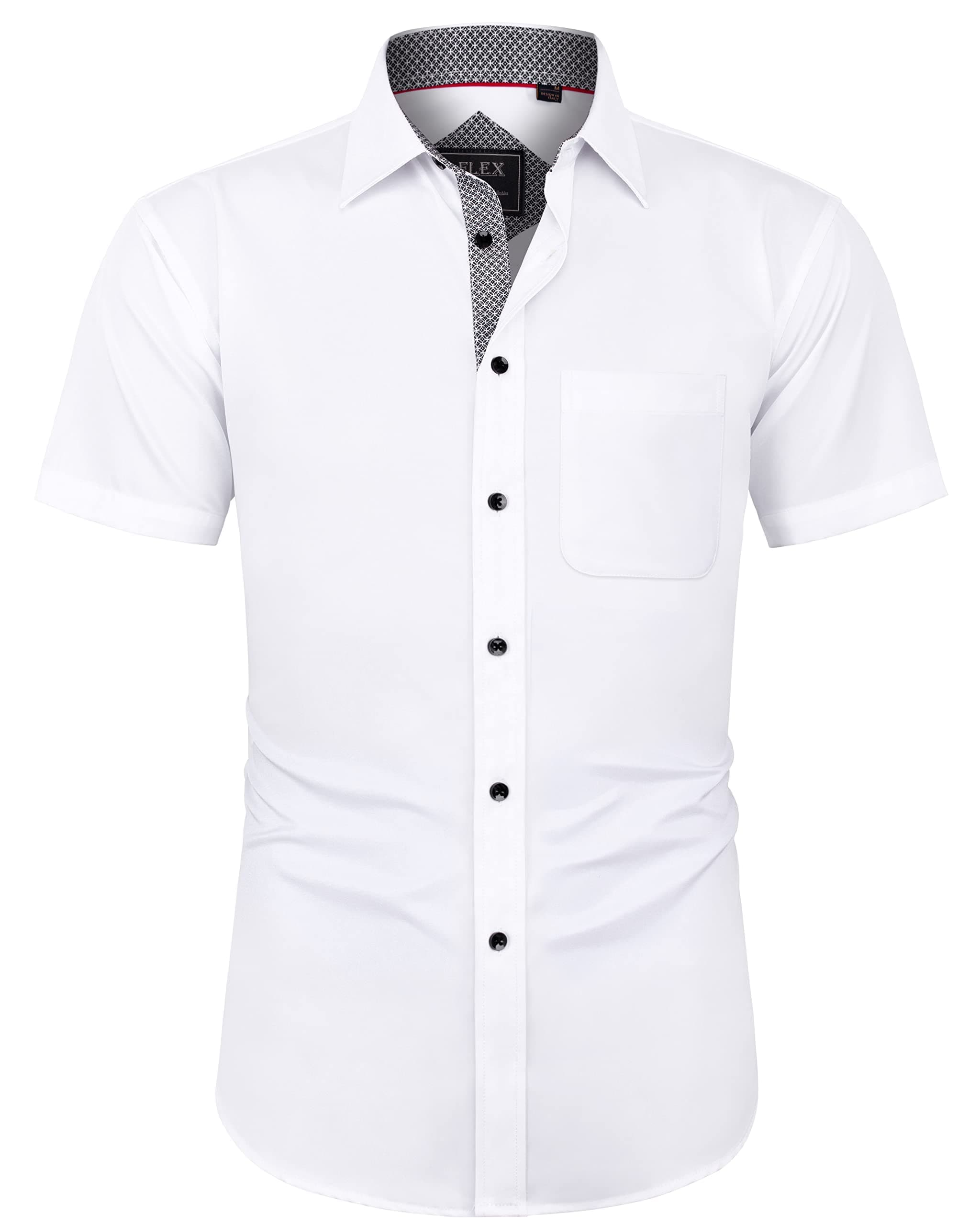👔 J.VER Herren Hemd Kurzarm Freizeithemd mit Tasche Regular Fit Businesshemd
