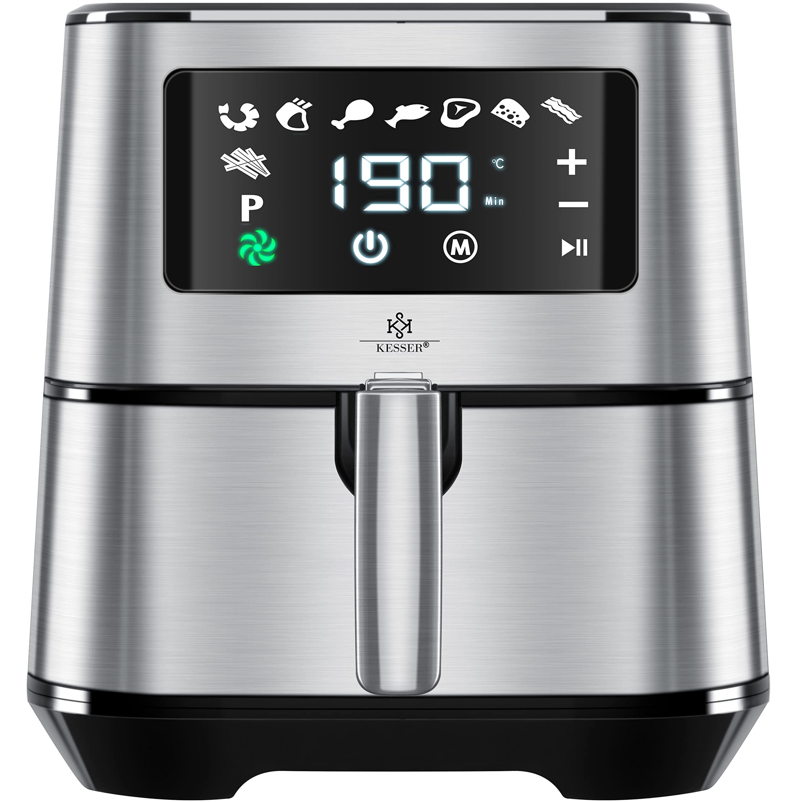 KESSER® XXL 5,5 Liter Heißluftfritteuse Edelstahl |1700W Fritteuse Airfryer 🍟