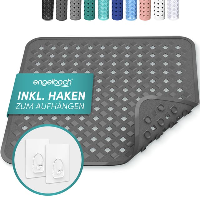 🚿 Engelbach® Duschmatte rutschfest 53x53cm inkl. 2 Haken 🚿
