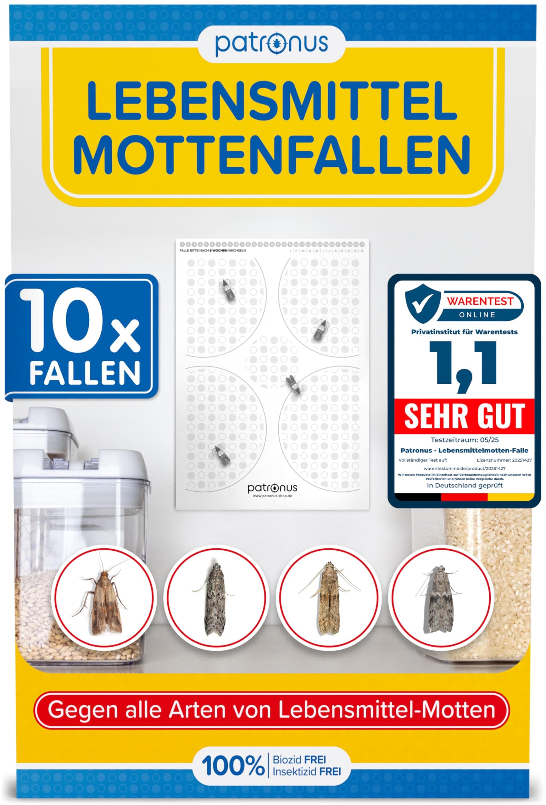 Lebensmittelmotten-Falle [10 Stück Vorteilspack] 🦋🔒 - Effektive Bekämpfung mit Pheromonfalle