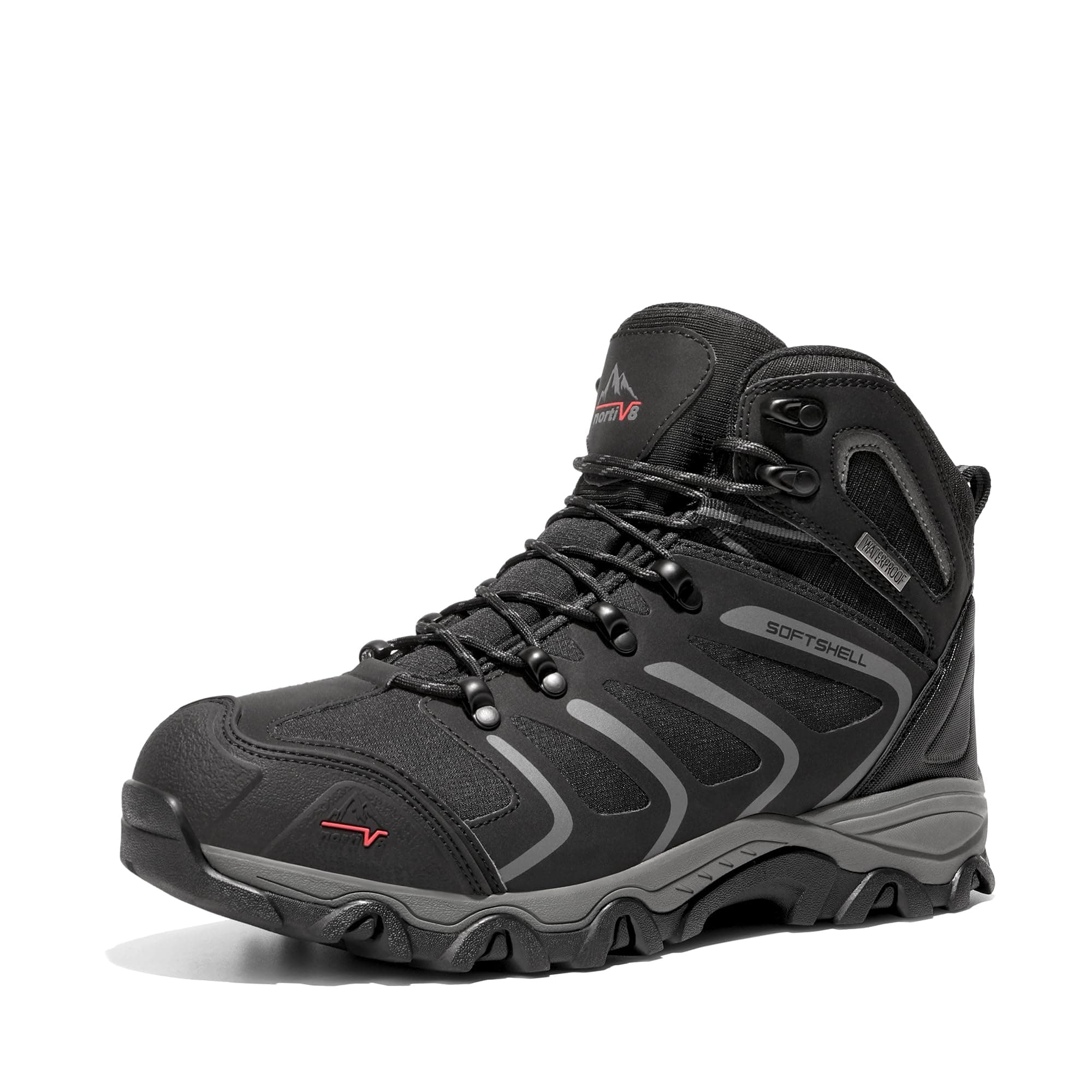 NORTIV 8 Herren Outdoorschuhe 🏔️ Wanderstiefel Trekking Wanderschuhe Wasserdicht Mid Kletterschuhe Bergsteigen Klettern Wandern Schuhe Hiking Boots 45 EU Schwarz