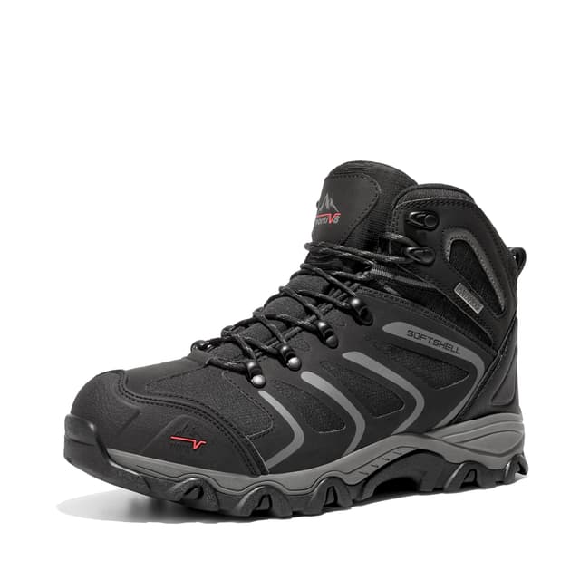 NORTIV 8 Herren Outdoorschuhe 🏔️ Wanderstiefel Trekking Wanderschuhe Wasserdicht Mid Kletterschuhe Bergsteigen Klettern Wandern Schuhe Hiking Boots 45 EU Schwarz