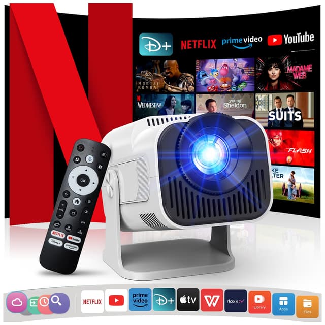 Netflix Offiziell/Stereo-Lautsprecher 4K Beamer mit WiFi und Bluetooth | GM600 NTV