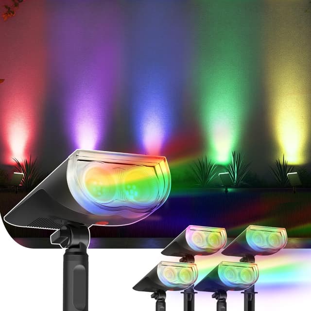 🌞🌈 Linkind RGB Solarlampe für außen - Bunte Solarleuchte mit 10 Leuchtmodi